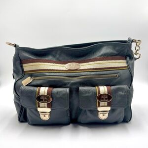 CHRISTINE PRICE Tinley Grey Pebbled Leather Tote Shoulder Bag, Gold Hardware